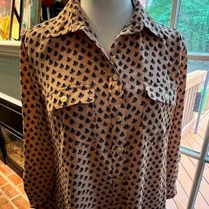 Women's Long Sleeve Blouse Top w/Buttons & Pockets- Size S - Loft - Light PinK